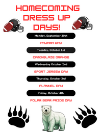 Dress up days flier - text available in main section.