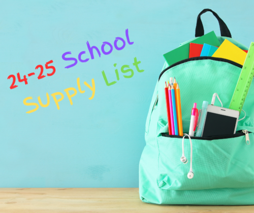 24-25 School Supply list for NGES with backpack and school supplies