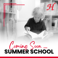 Coming Soon ... Summer School; Student Reading a Book in the Background